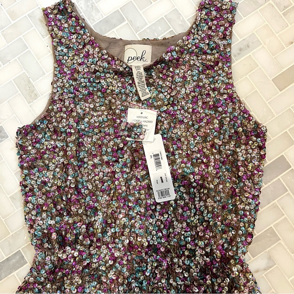 Girls sequin dress Peek size 12 NWT